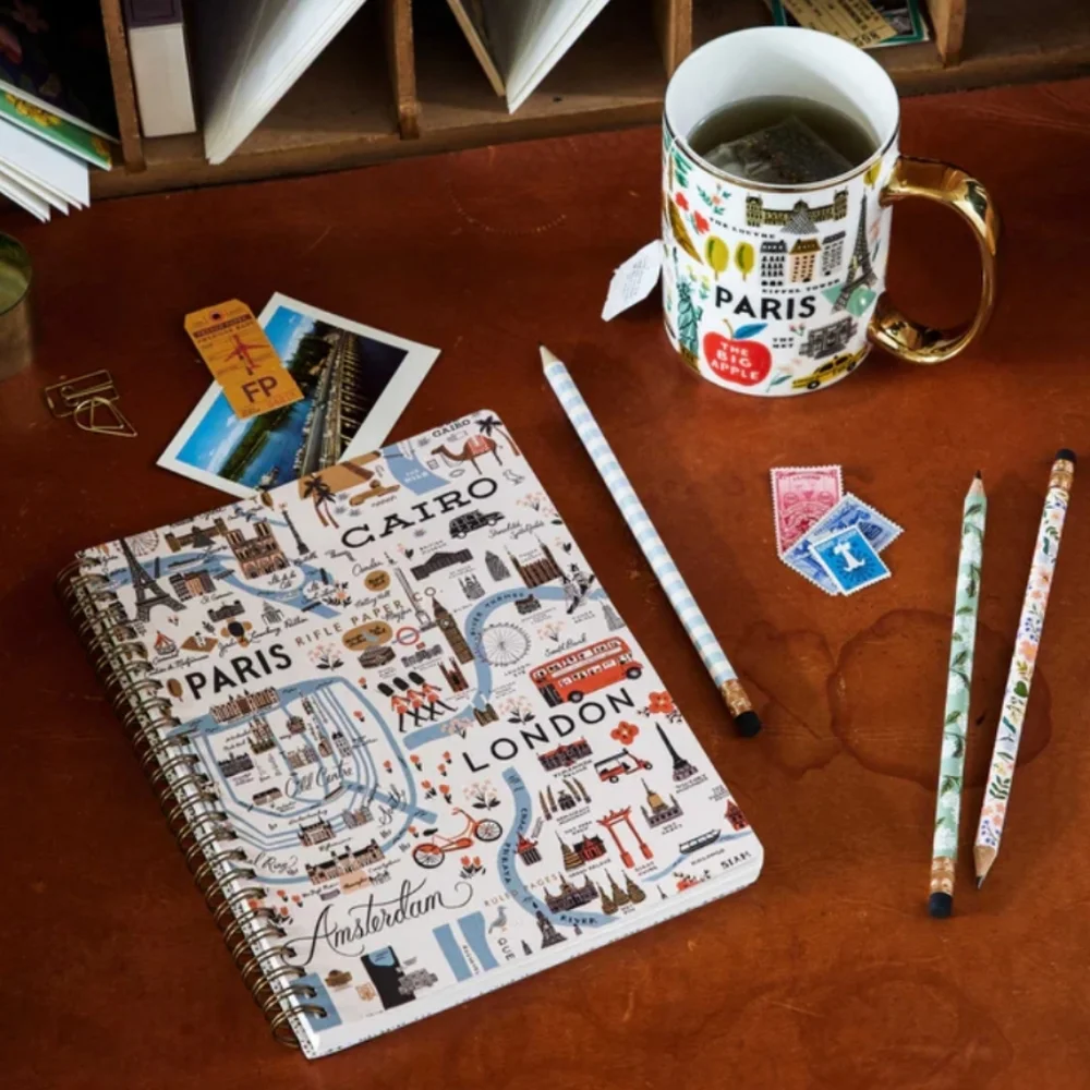 Rifle Paper Co. Bon Voyage Mug Travel Paris London Tokyo NY - Picture 3 of 9